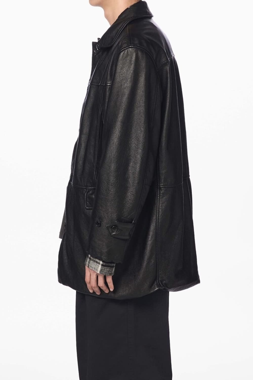 이얼즈어고 레더코트 BLACK WASHED LEATHER CAR COAT 상품이미지3