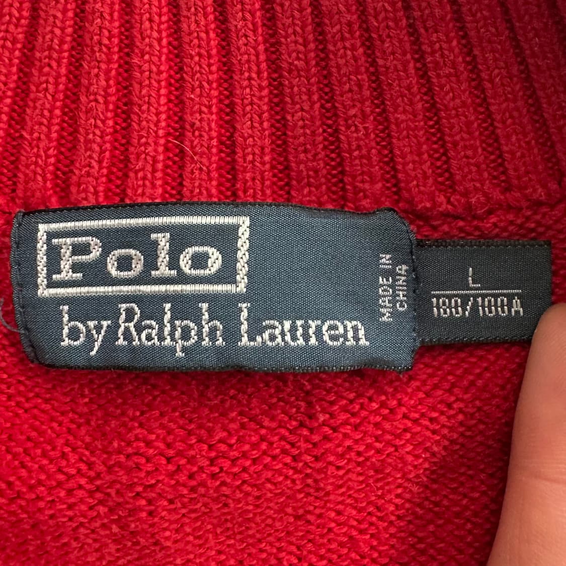 폴로 랄프로렌 레드 코튼 니트 반집업 상품이미지5
