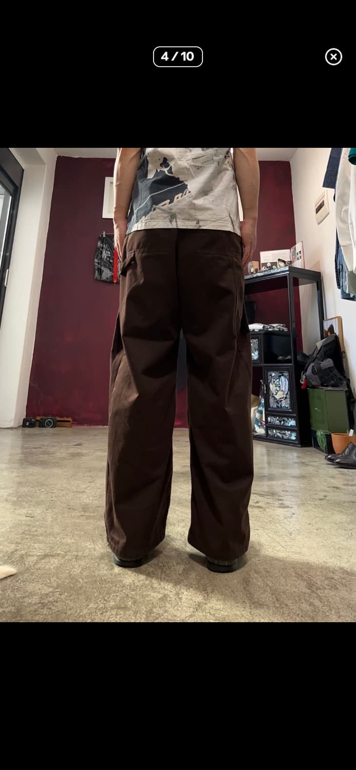 shinya kozuka x dickies 사이드턱 더블니 팬츠 브라운 상품이미지4