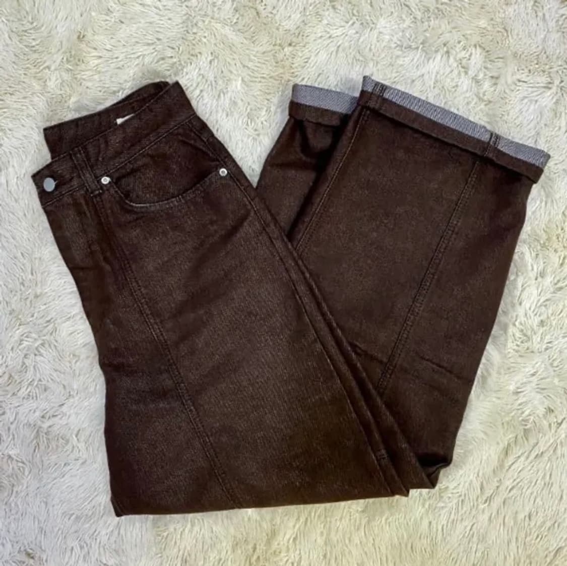 노클 001 Square Line Pants Brown 상품이미지1