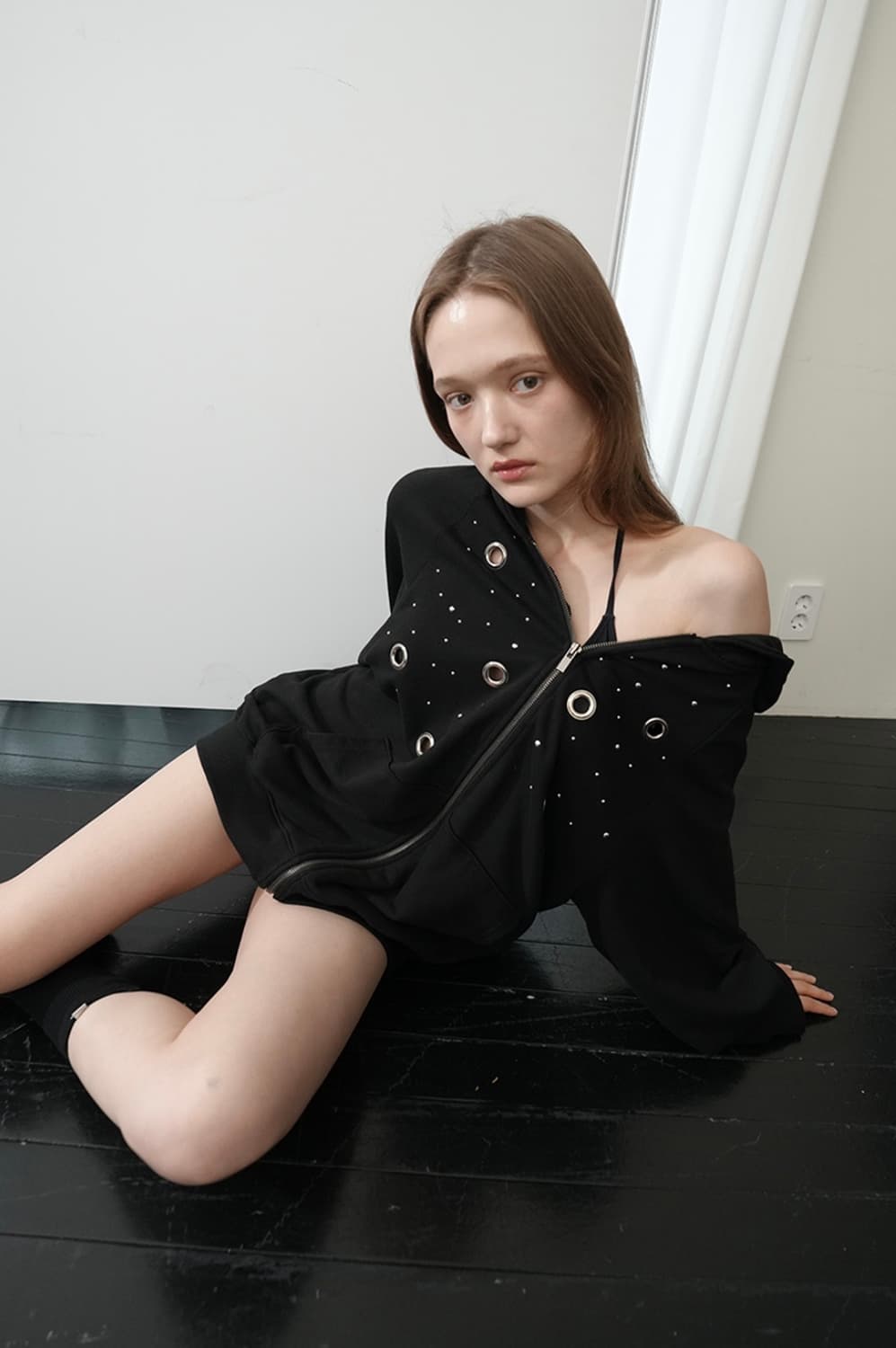 페인츄얼 후드집업 블랙 상품이미지2