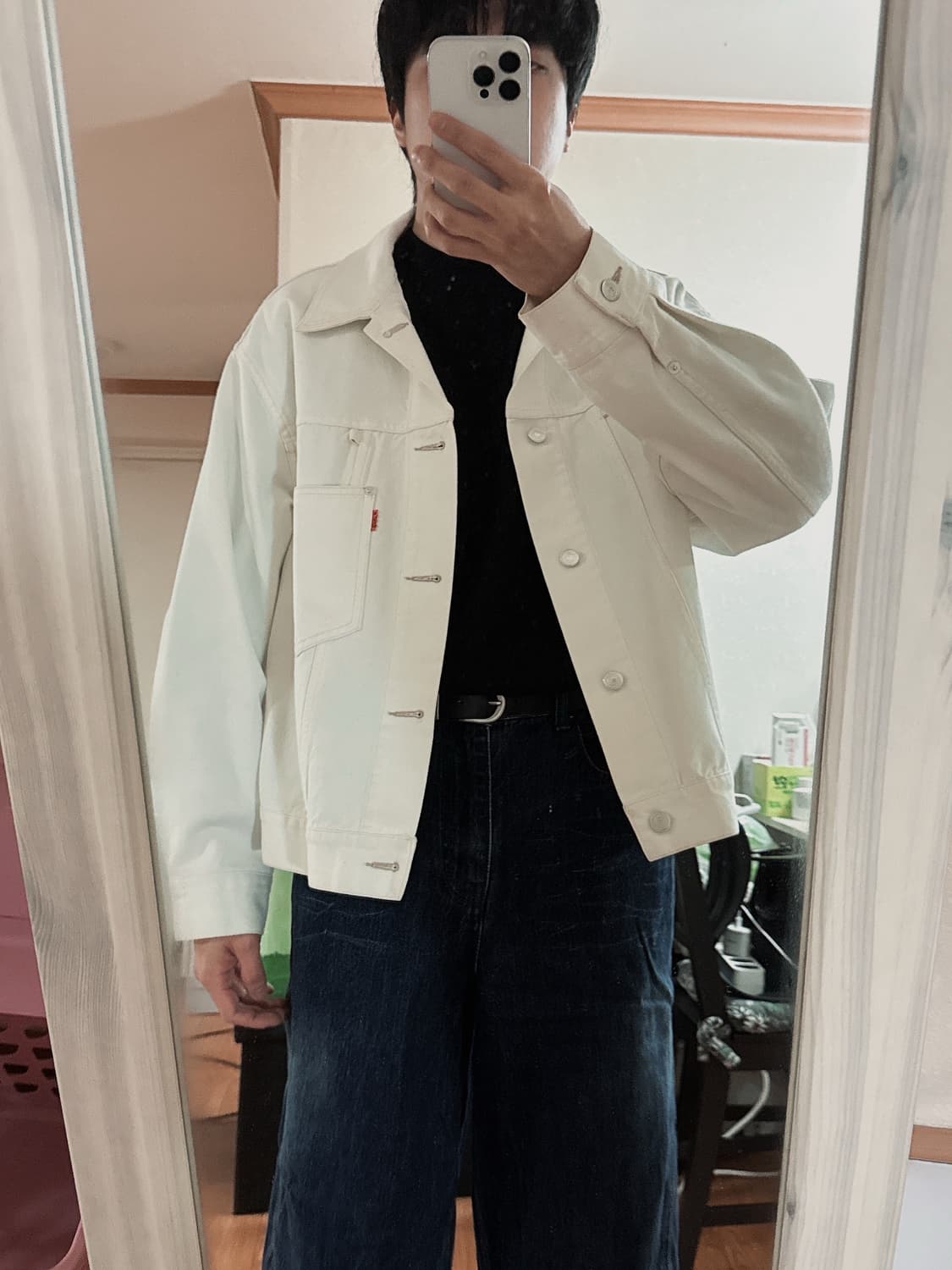 올리브드랩서비스 - 트러커 자켓 (오프화이트/L) 상품이미지6