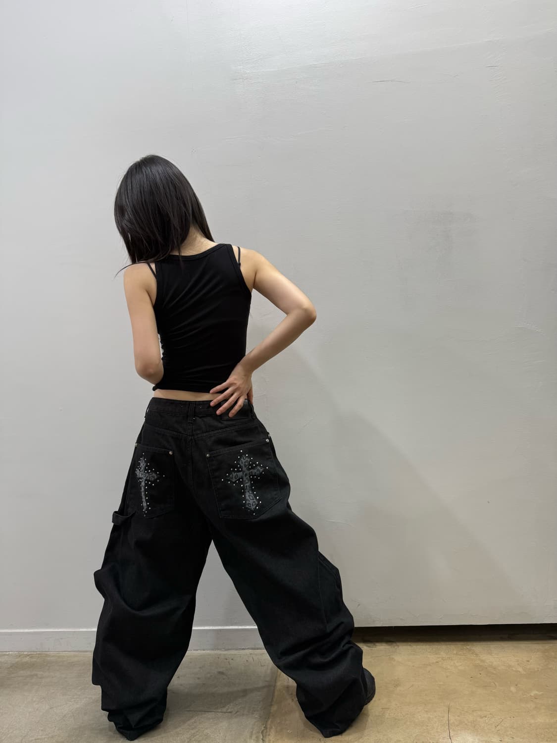 레오파드 디테일 카펜터 벌룬 데님팬츠 상품이미지3