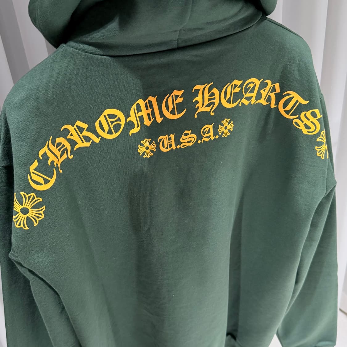 L / 크롬하츠 USA 스크립토 로고 후드 그린 티셔츠 상품이미지7