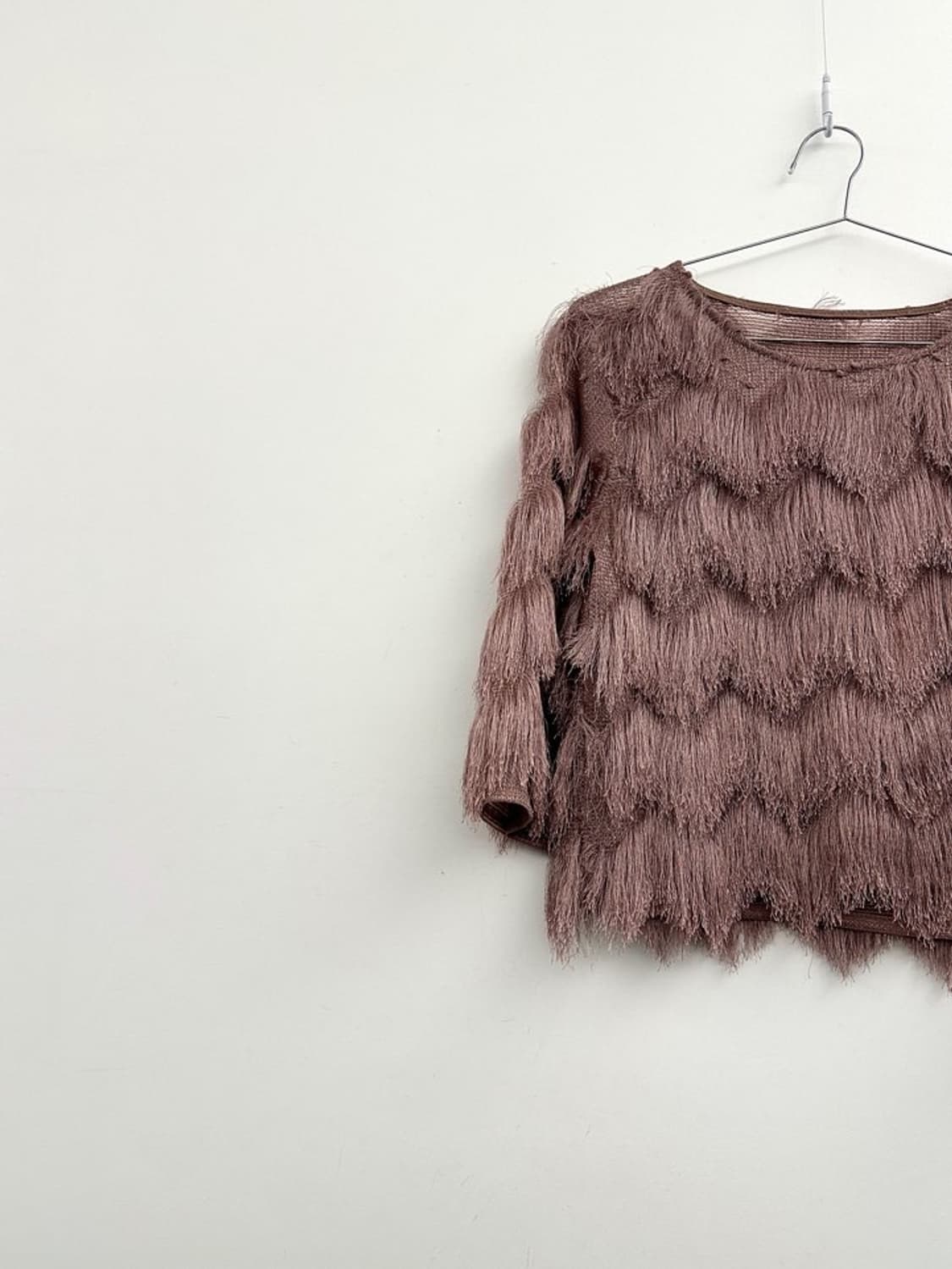Tassel glossy layered top / baby pink 상품이미지5