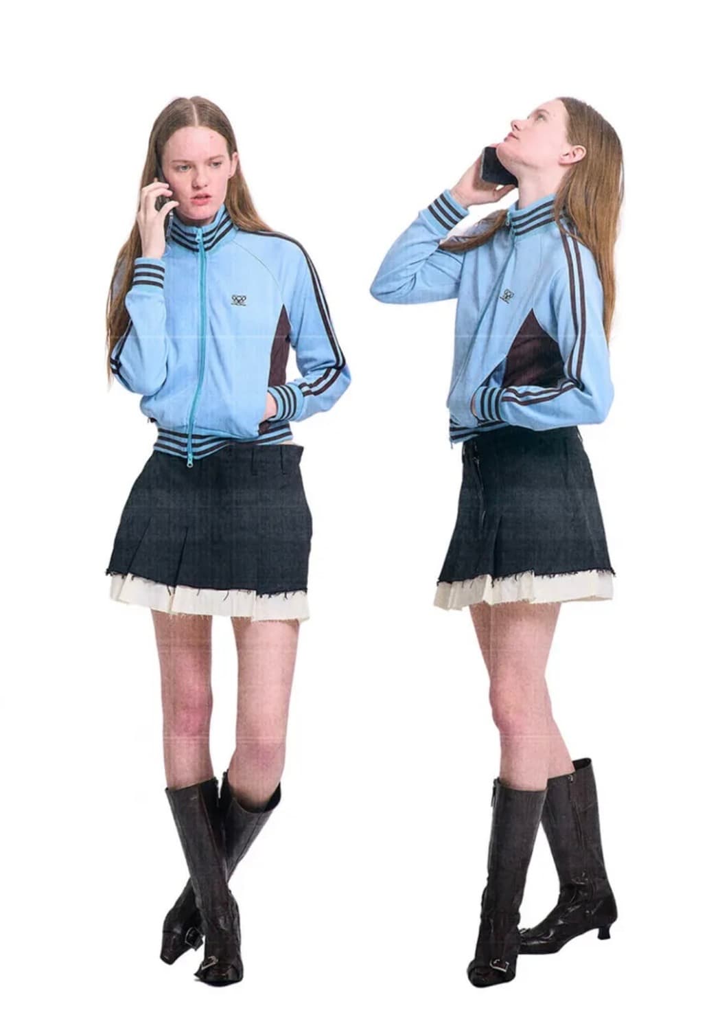 더블 레이어드 컷 오프 플리츠 미니스커트 상품이미지1
