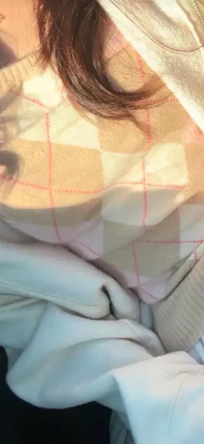 빈티지 아가일 반팔 쿠키 니트 (착샷 있음) 상품이미지2