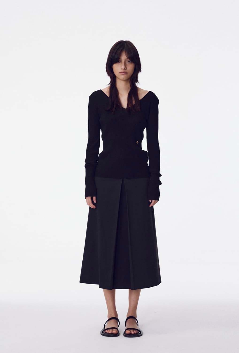 메종마레 Inverted Pleat Skirt Black  상품이미지3