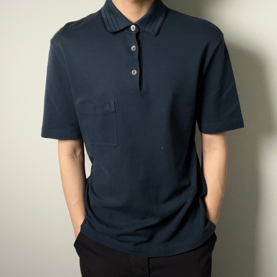 Hermes 에르메스 네이비 반팔 폴로 셔츠 M 상품이미지3