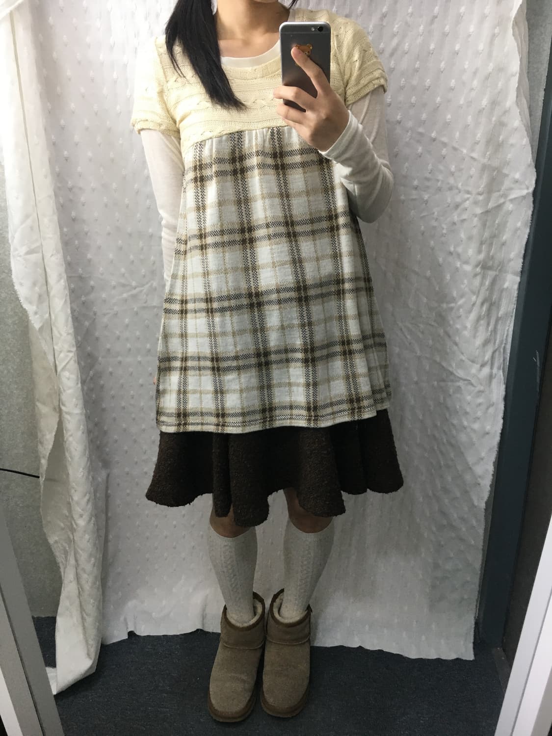 체크 반소매 미니 원피스 상품이미지5