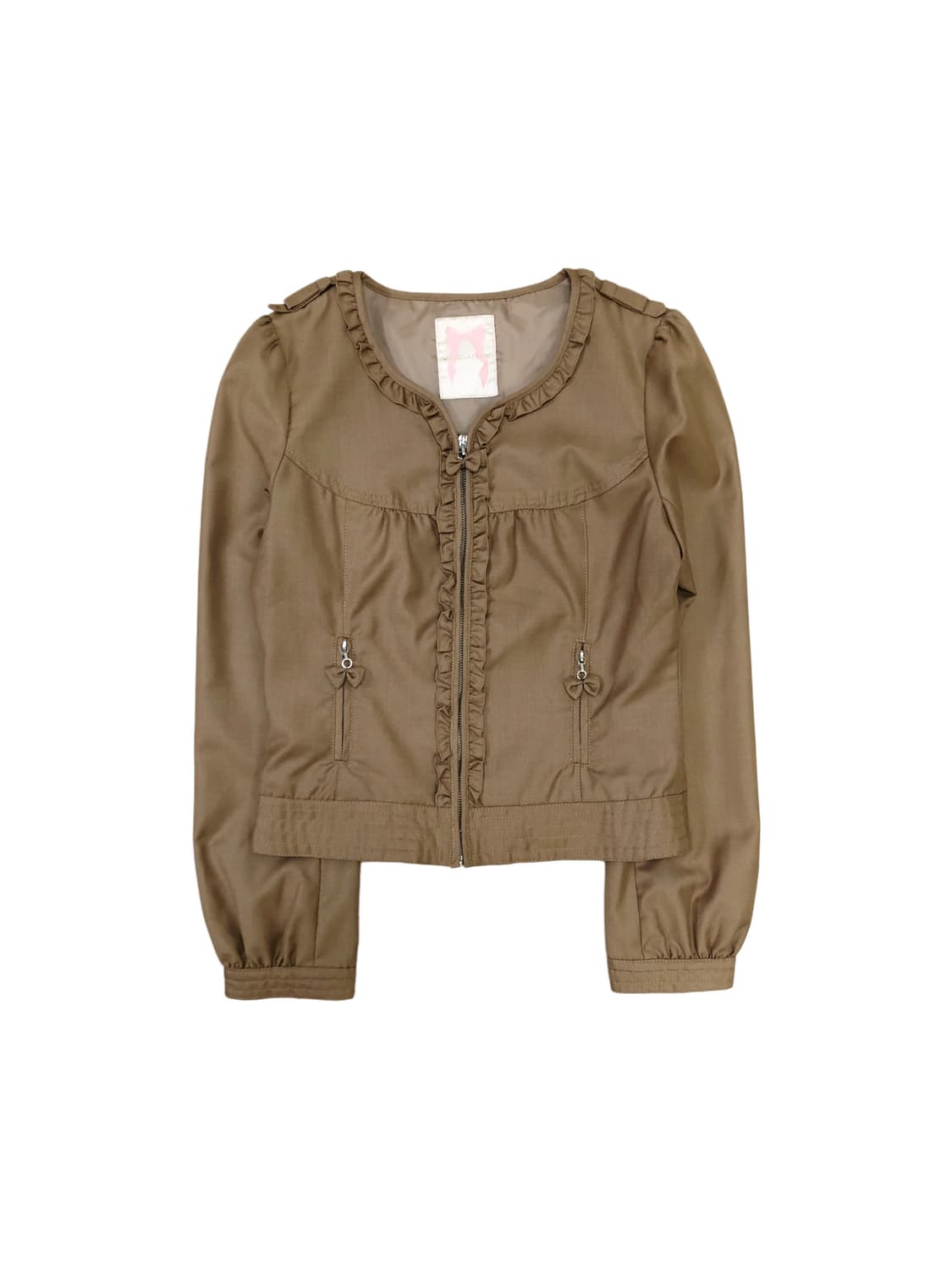 브라운 프릴 노카라 재킷 상품이미지1