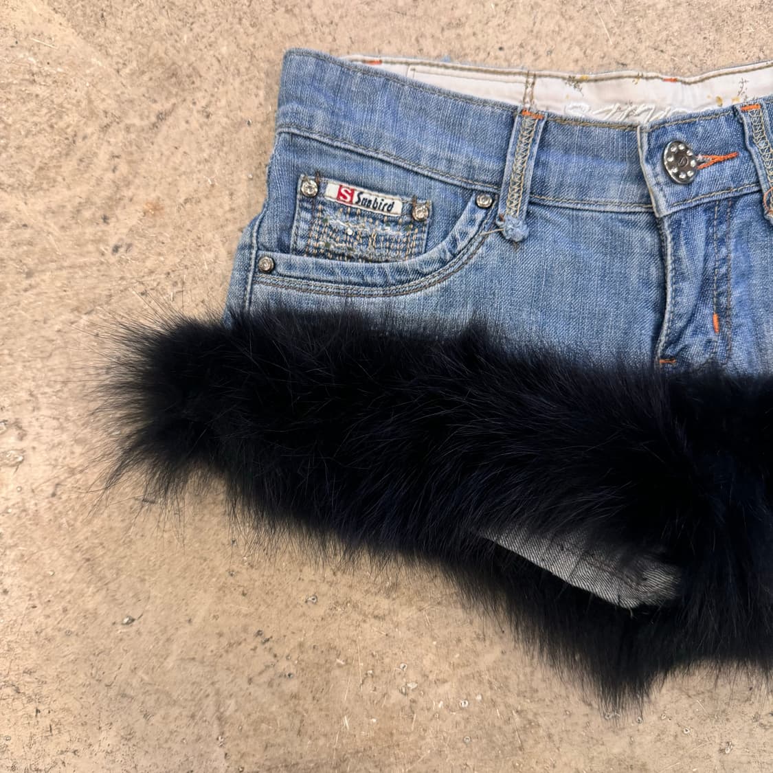 퍼 트리밍 데님 숏츠 상품이미지2