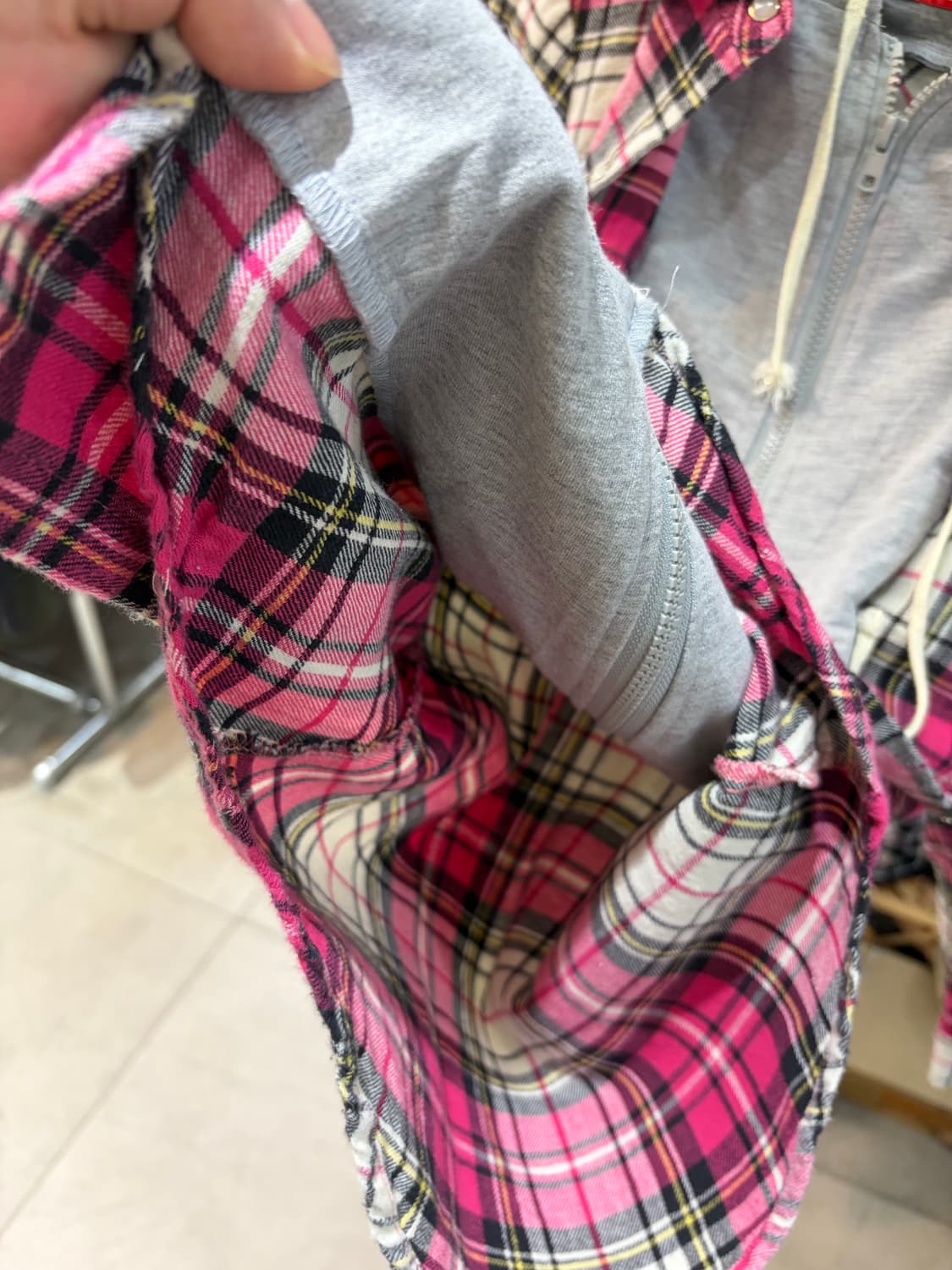 Wazp 핑크 레이어드 후드집업 상품이미지9