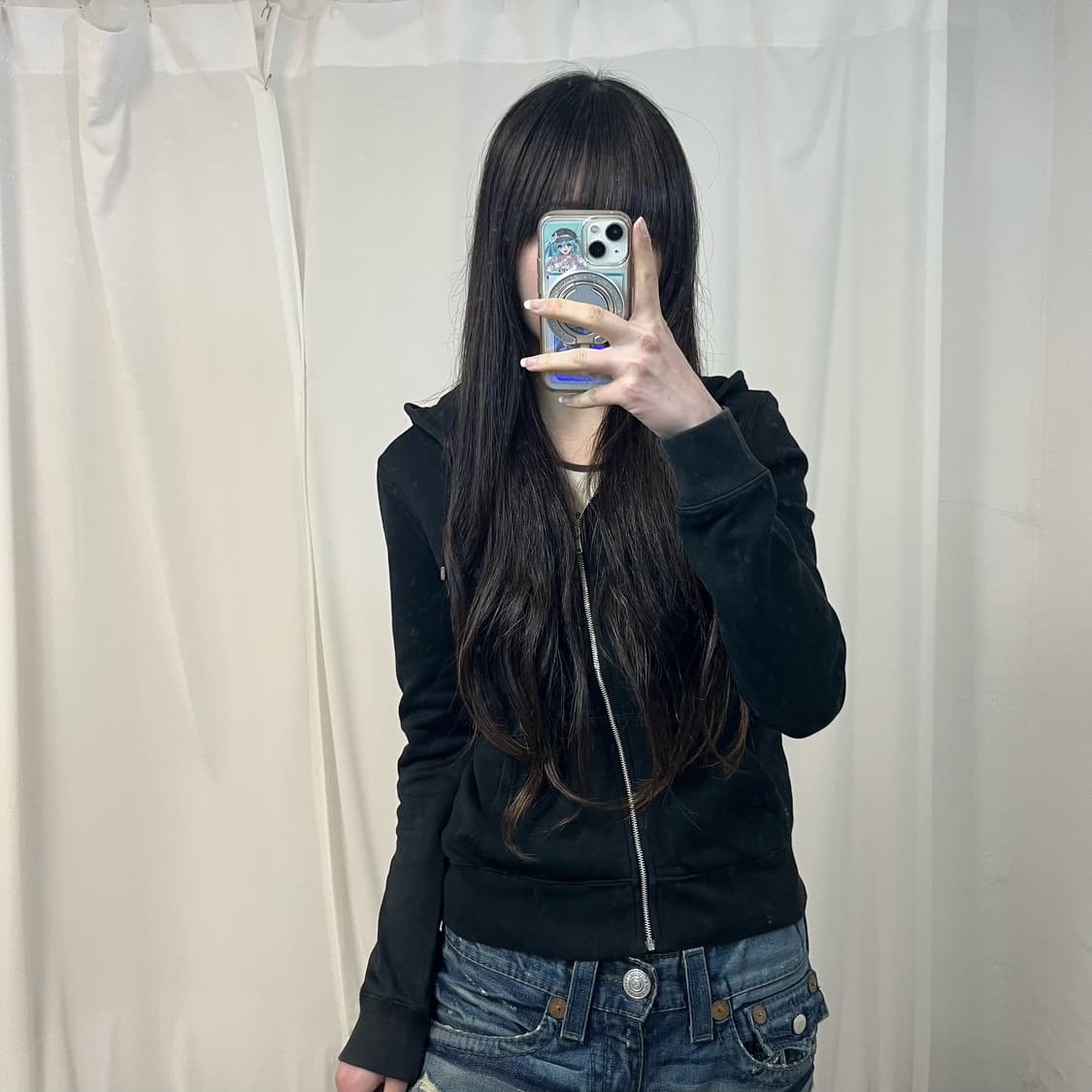 Polo big pony black zip-up hoodie 상품이미지1