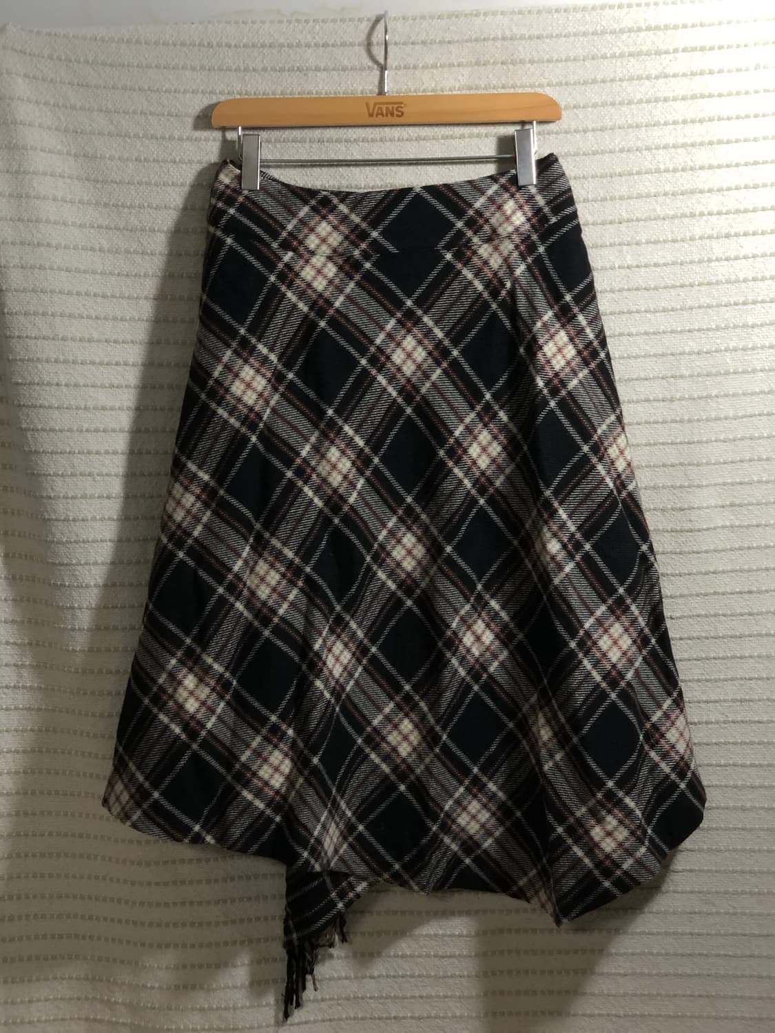 일본 빈티지 울 체크 패턴 미디엄 롱 스커트 상품이미지1