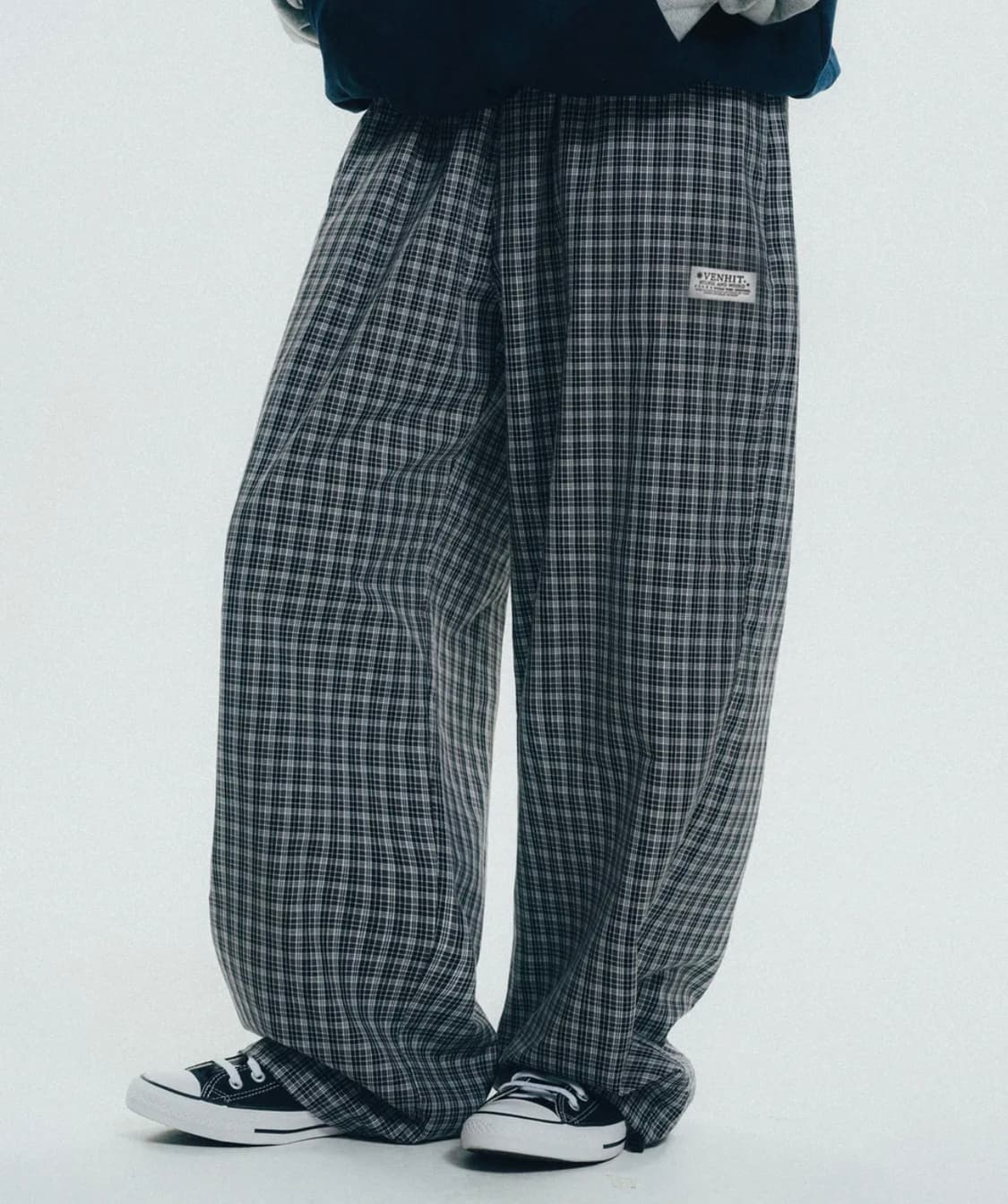 벤힛 체크 커브드 와이드팬츠 상품이미지2
