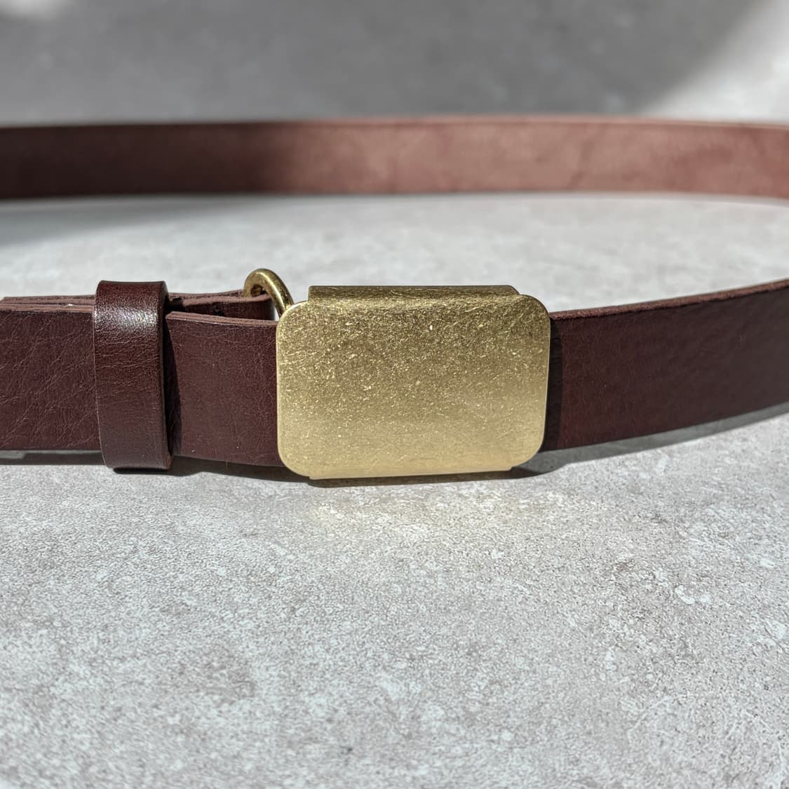 Oribell 미니멀 빈티지 골드 스틸 버클 이태리 베지터블 벨트 상품이미지5
