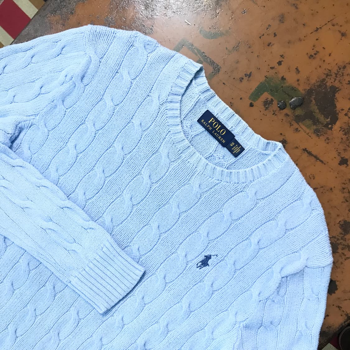 폴로랄프로렌 라이트 블루 케이블 니트 남성 102 105 여성 프리사이즈 상품이미지3