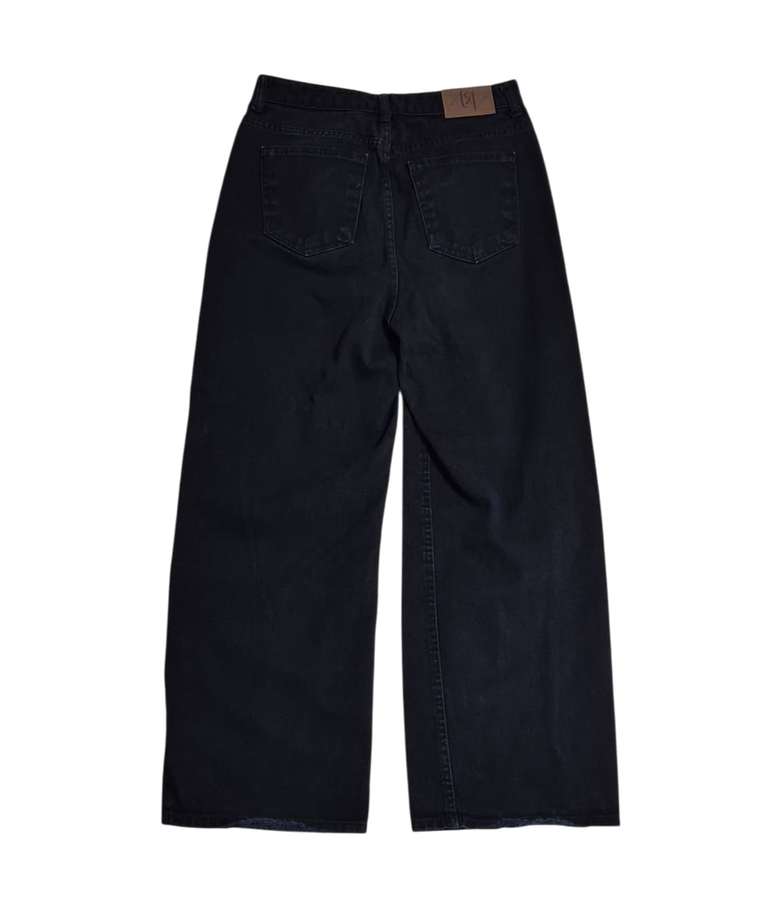 AURA 블랙 데님 와이드팬츠 상품이미지1