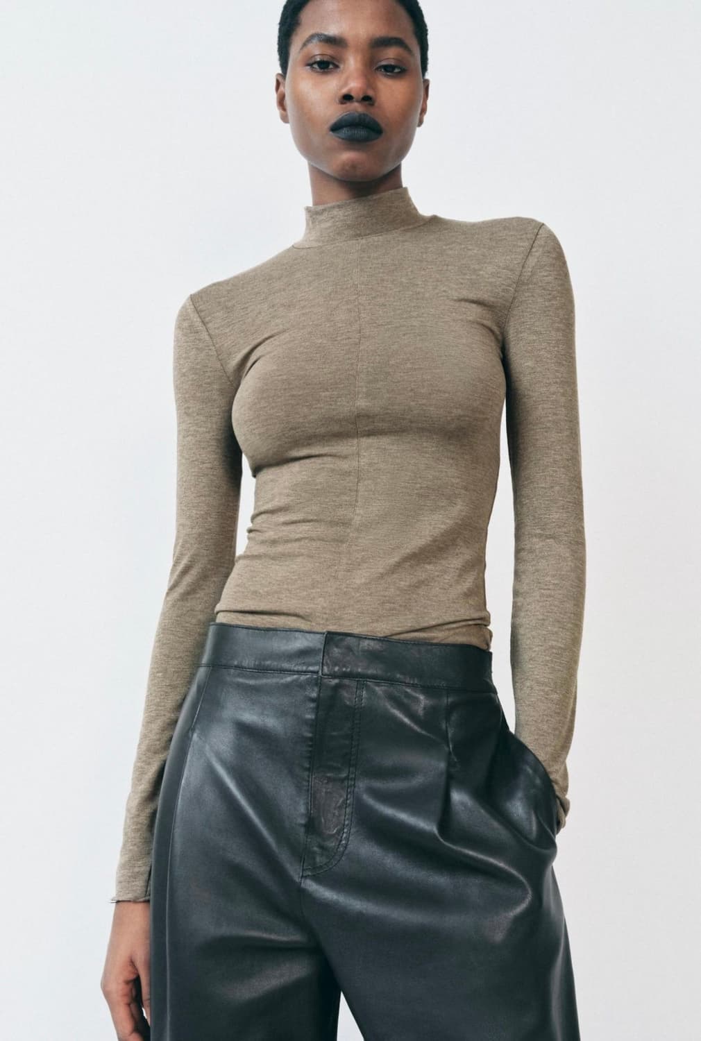 ZARA 자라 하이넥 티셔츠, 자라 폴라티, 자라 목폴라 티셔츠 상품이미지2