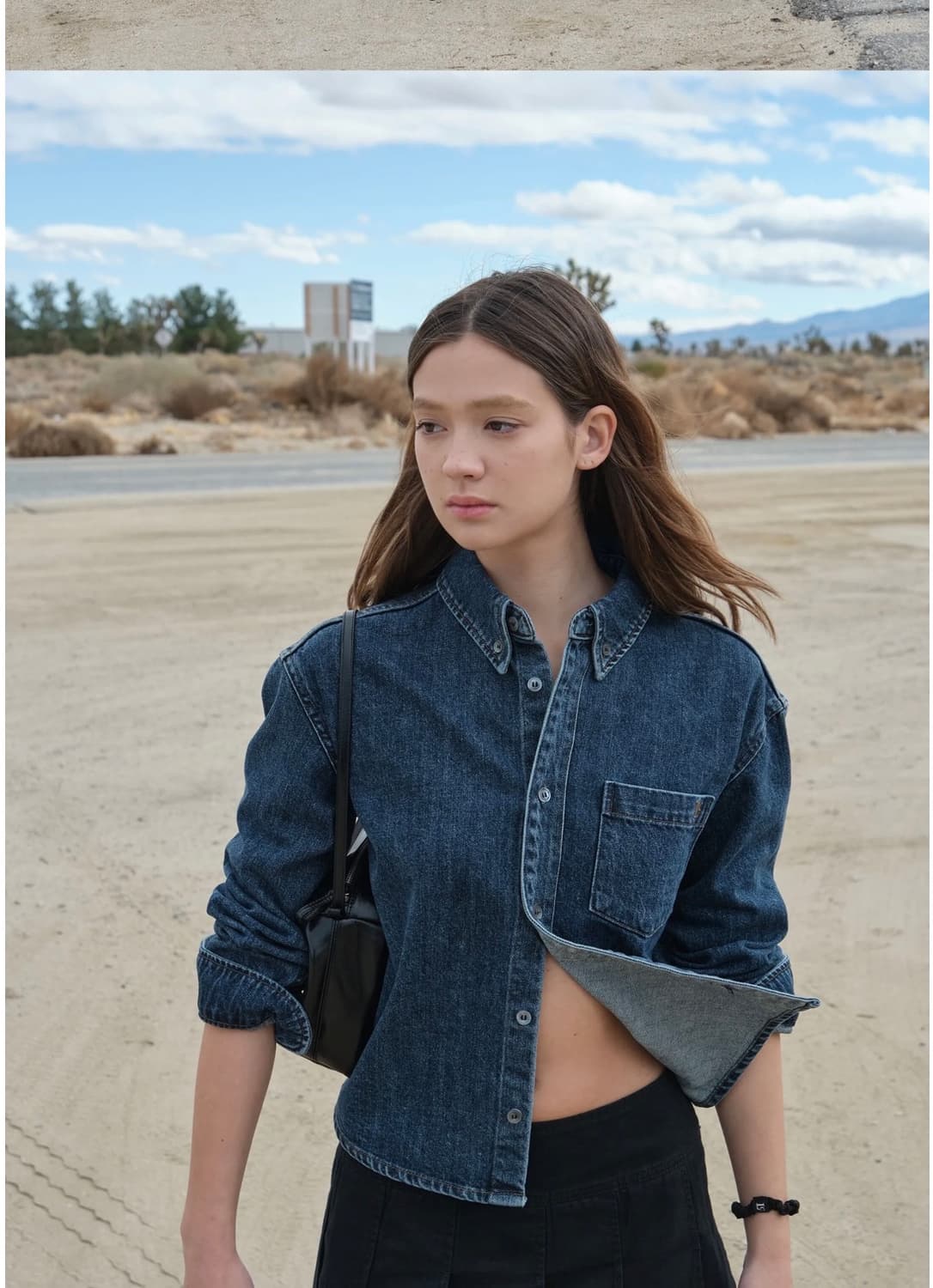 로우클래식 크롭 데님 셔츠 상품이미지1