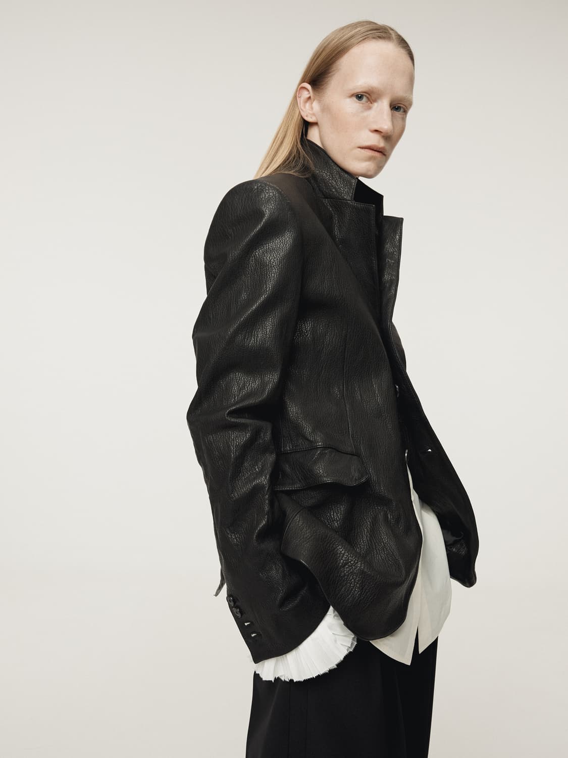 렉토 RECTO 크링클 레더 싱글 자켓 블랙 상품이미지3