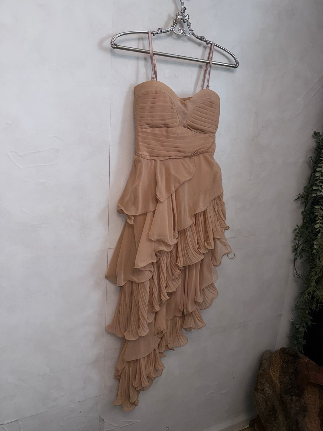 Coral pink asymmetrical ruffle sheer ops 상품이미지6