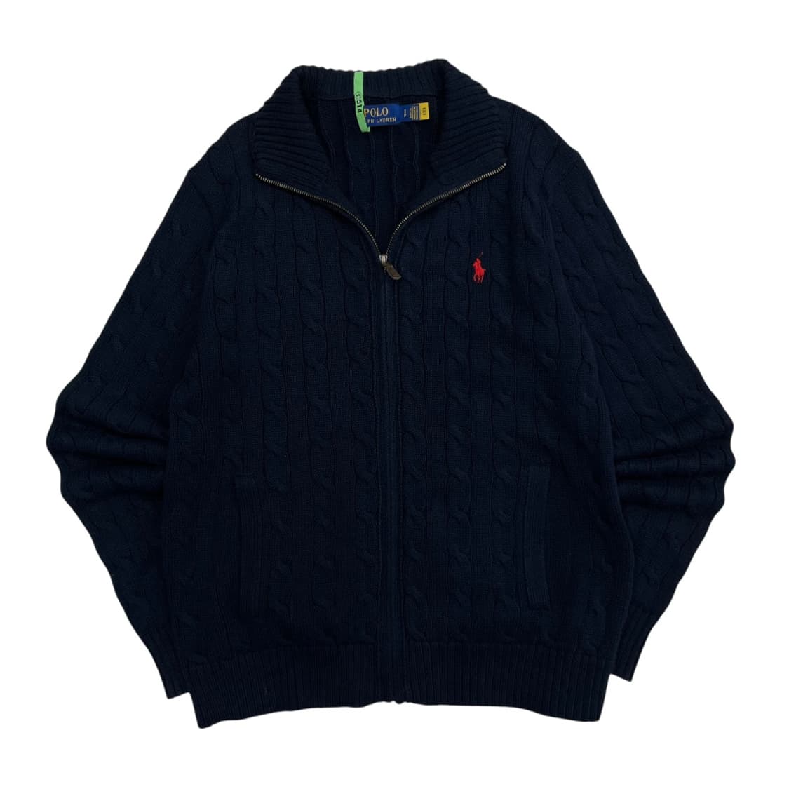 폴로 랄프로렌 레드포니 네이비 꽈배기 니트집업 S 상품이미지1