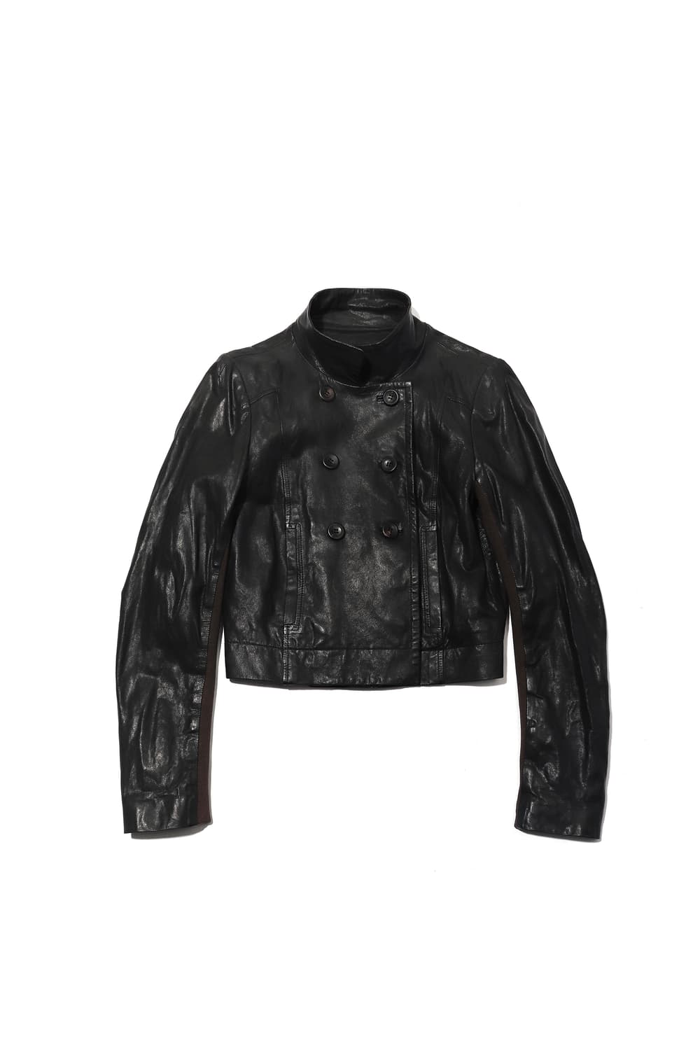 THEORY 더블 버튼 램스킨 크롭 재킷 women 2 상품이미지2