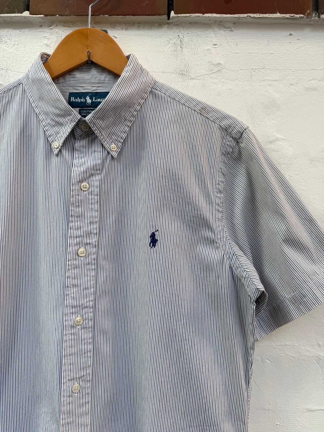 Ralph Lauren 커스텀핏 스트라이프 버튼다운 반팔셔츠 42 상품이미지3