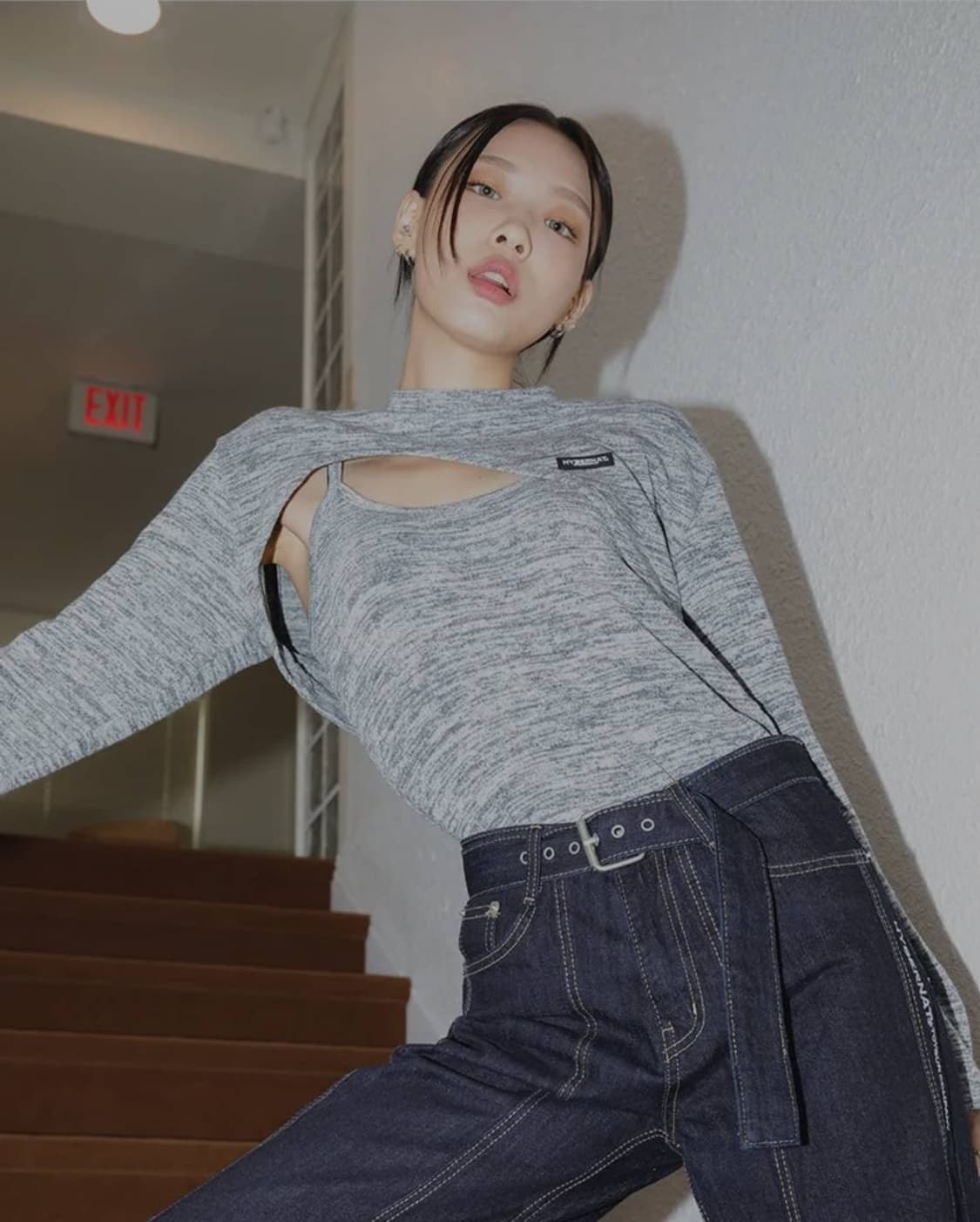 하이버넷 벨티드 와이드 생지 데님 팬츠 M size 상품이미지3