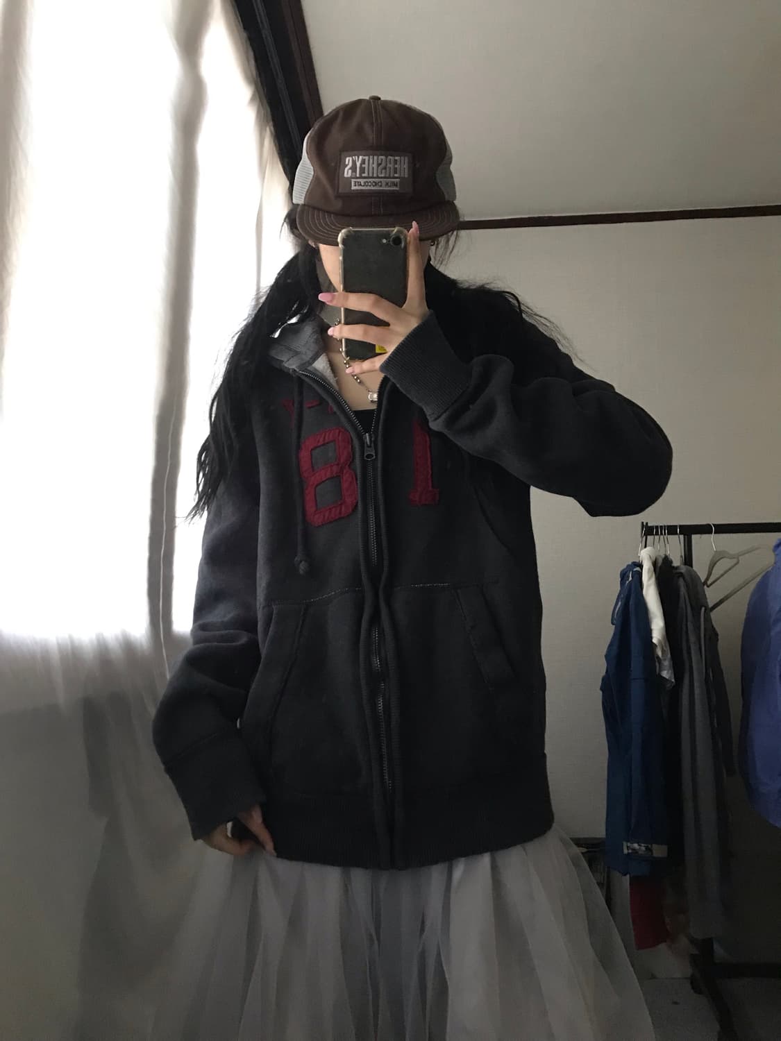 아베크롬비 그레이 버건디 후드집업 상품이미지3