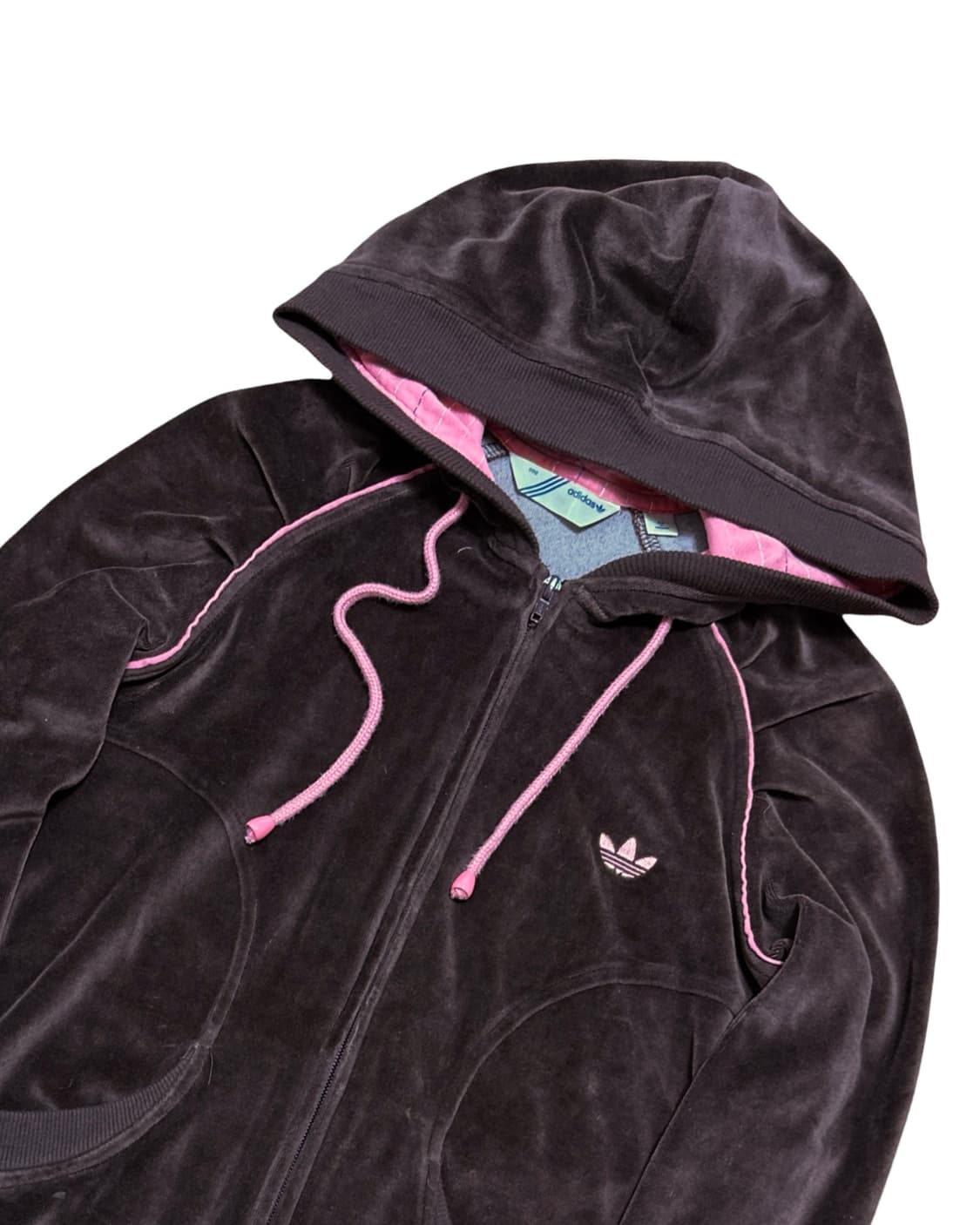 아디다스 브라운 핑크 벨벳 후드집업 상품이미지3