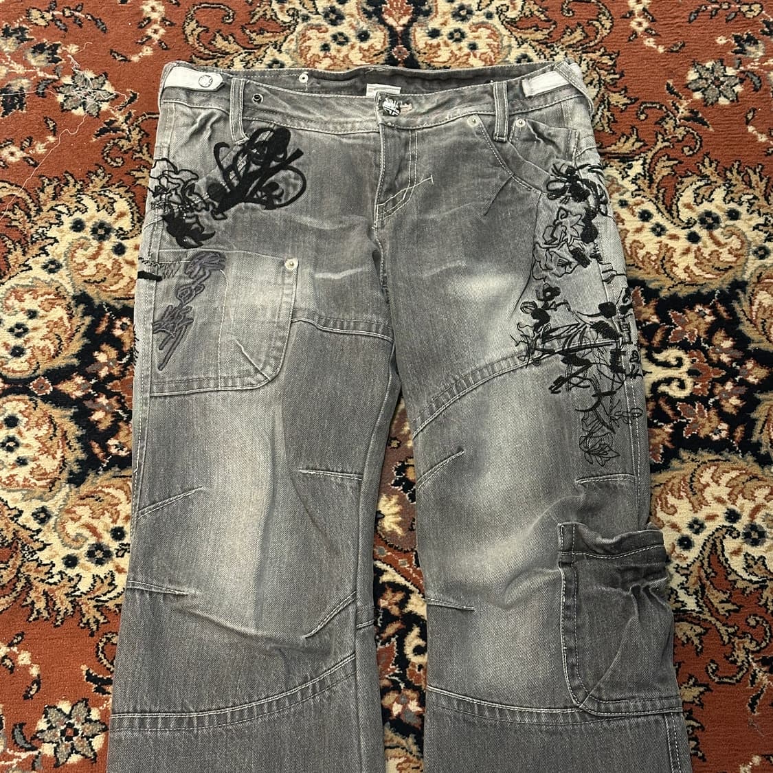 오리엔탈 자수 데님 팬츠 (30) y2k 펑크 상품이미지2