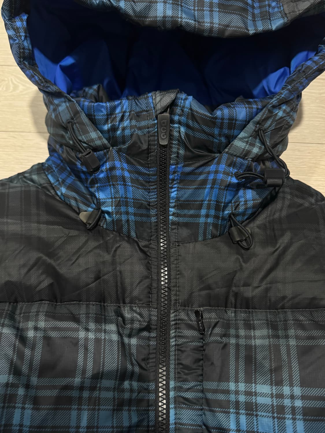 나이키 acg 타탄 블루체크 구스다운 경량 후드 패딩  상품이미지2