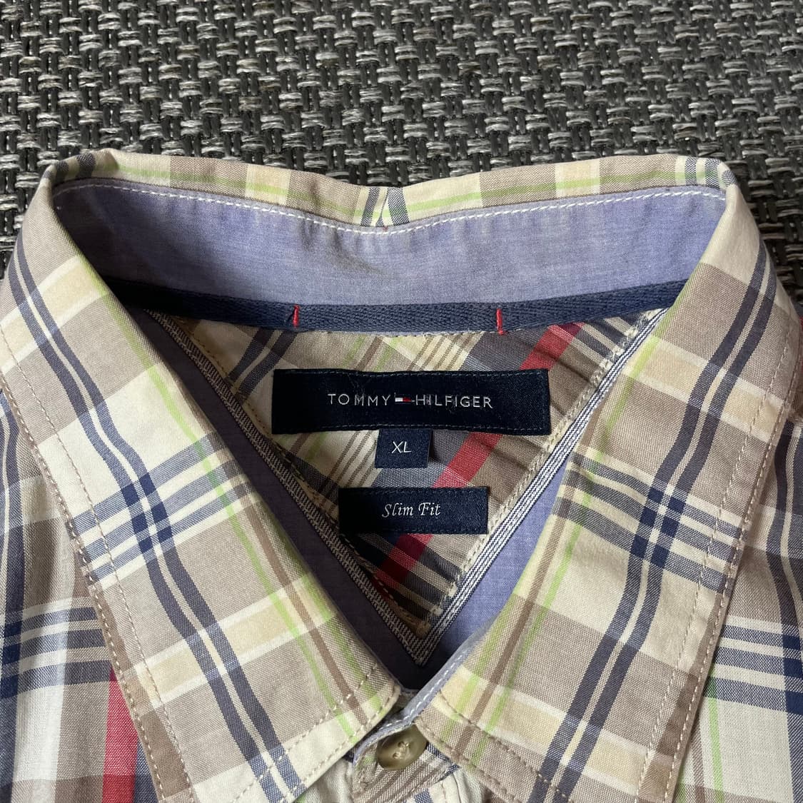 타미힐피거 연브라운 블루 레드 멀티배색 체크 긴팔 셔츠 슬림핏 XL 상품이미지4
