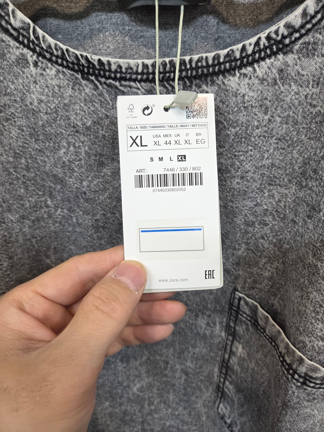 자라 유넥 데미지 그레이 데님반팔 xl 오버핏  상품이미지4