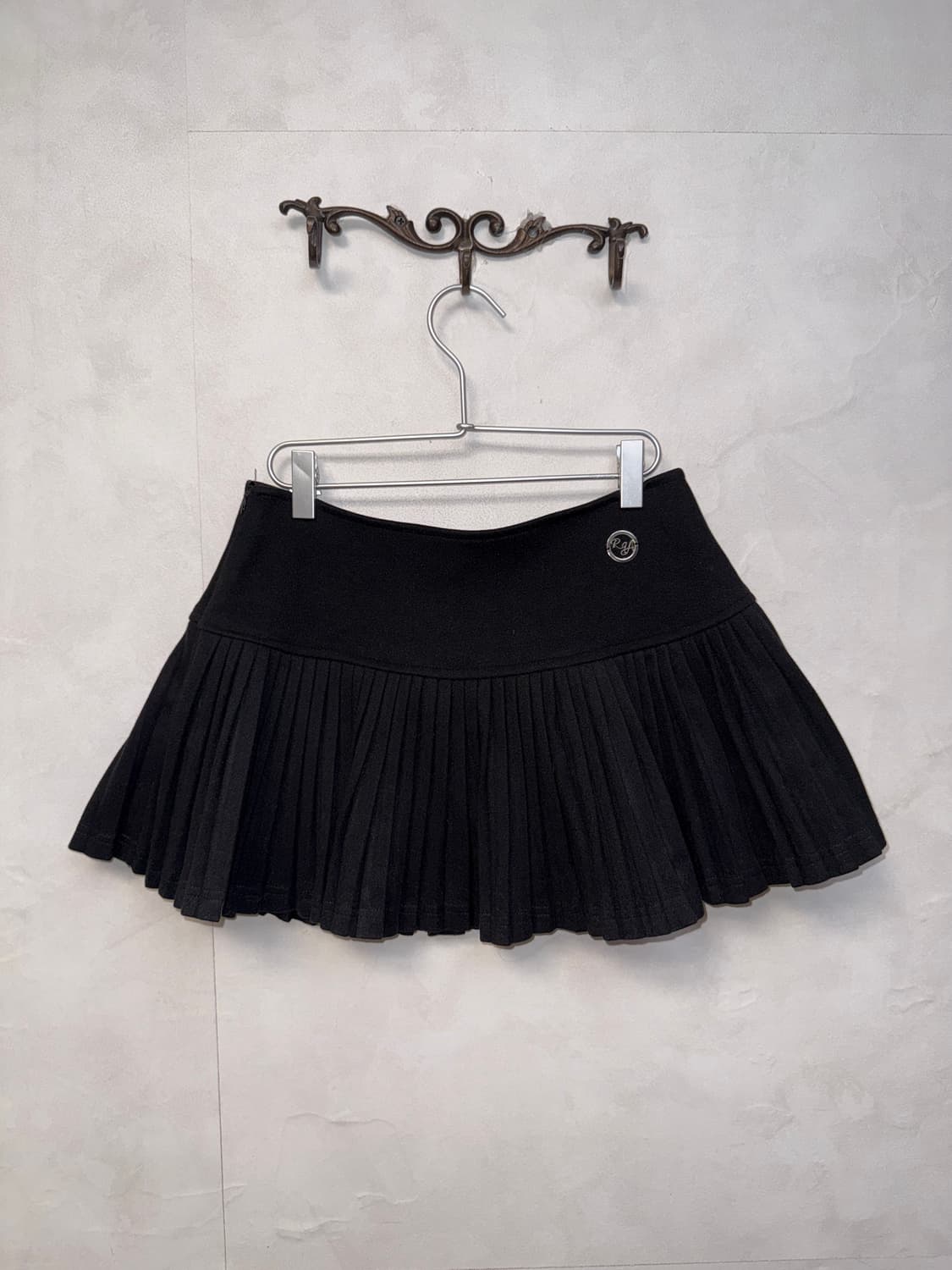 Black wool pleats mini skirt 상품이미지1