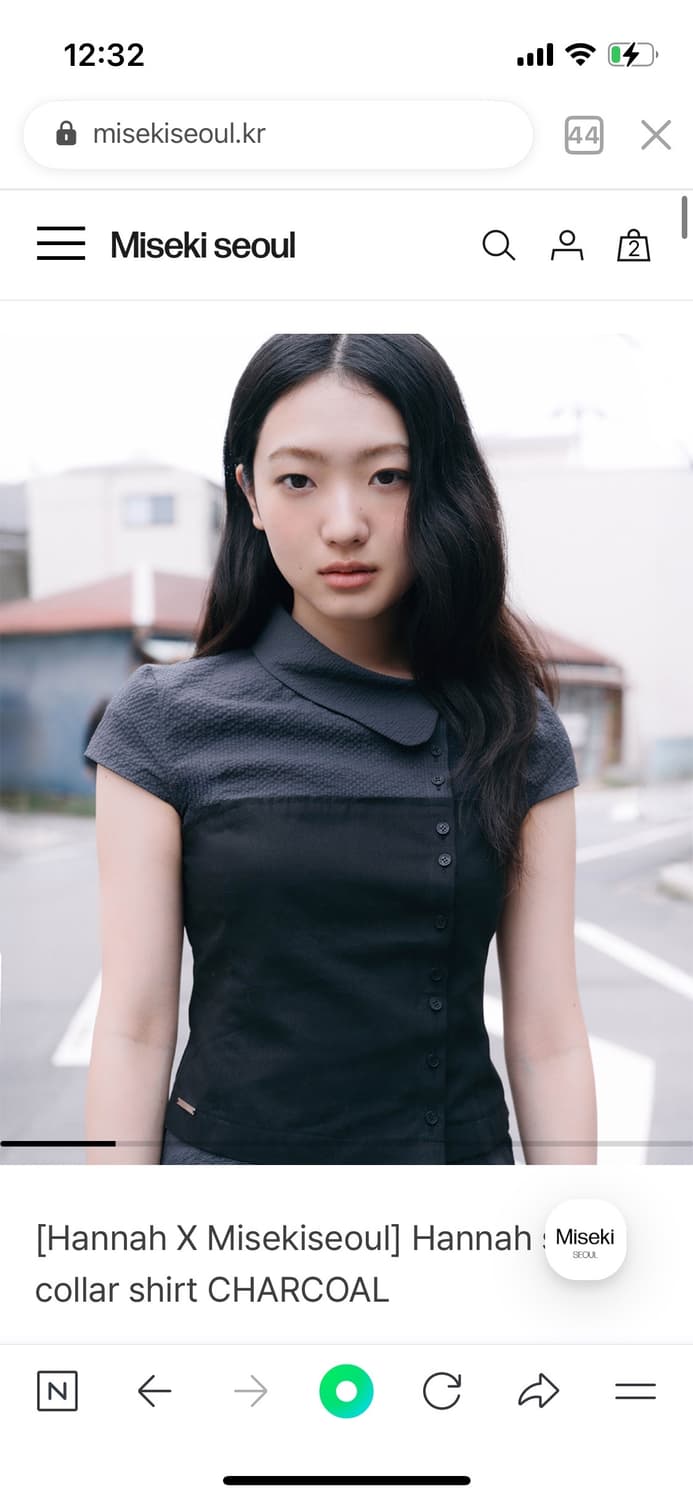 [새상품] 미세키서울X한나 사이드 칼라 셔츠 차콜 상품이미지2