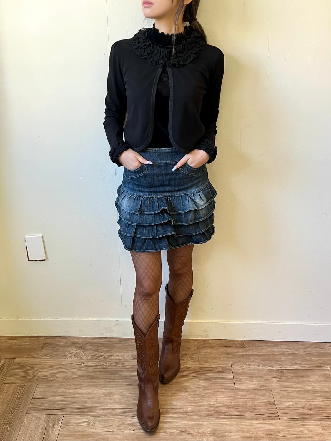 L’EST ROSE 데님 미니스커트 상품이미지6