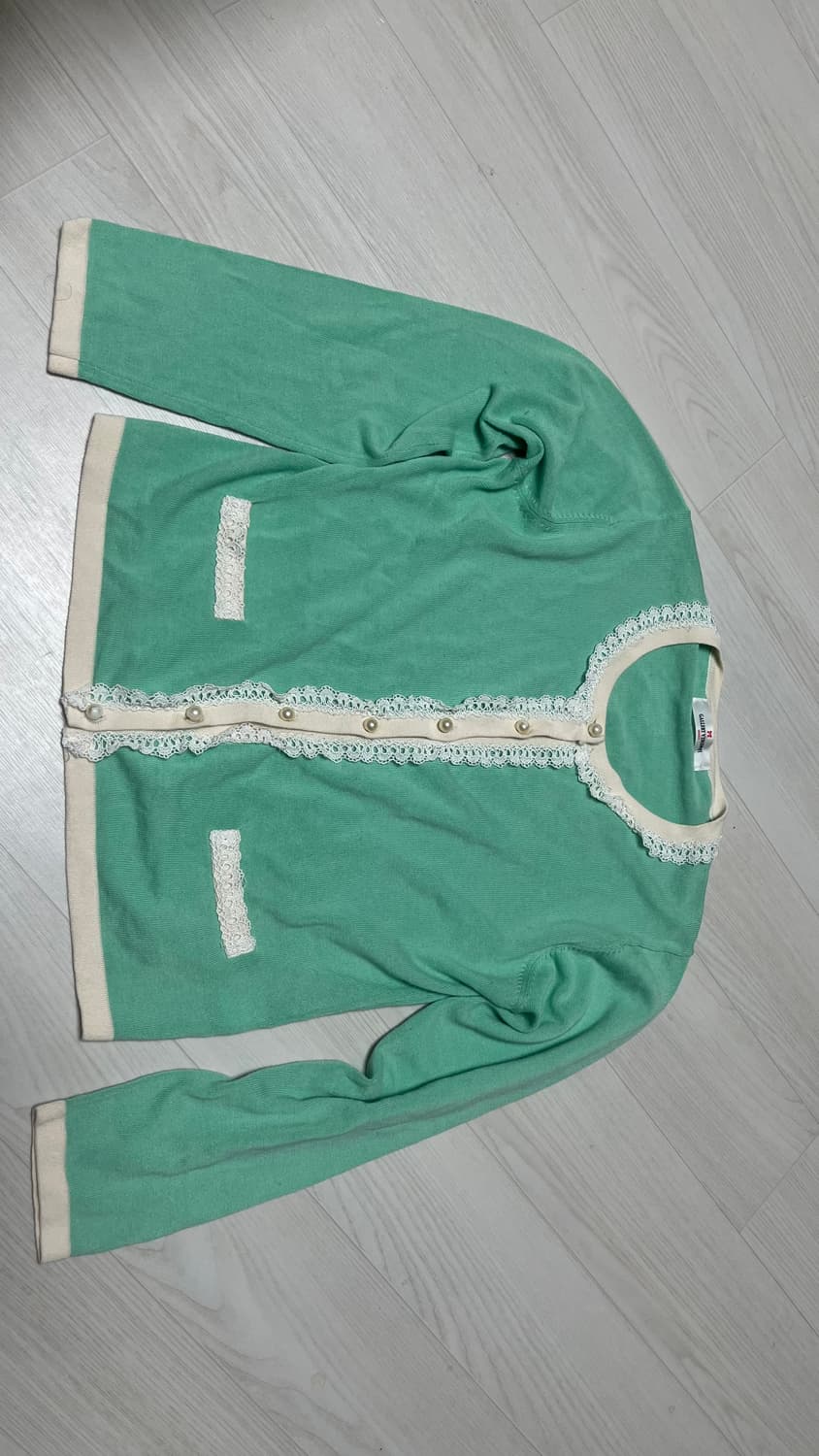 민트 레이스 진주알 가디건 상품이미지2