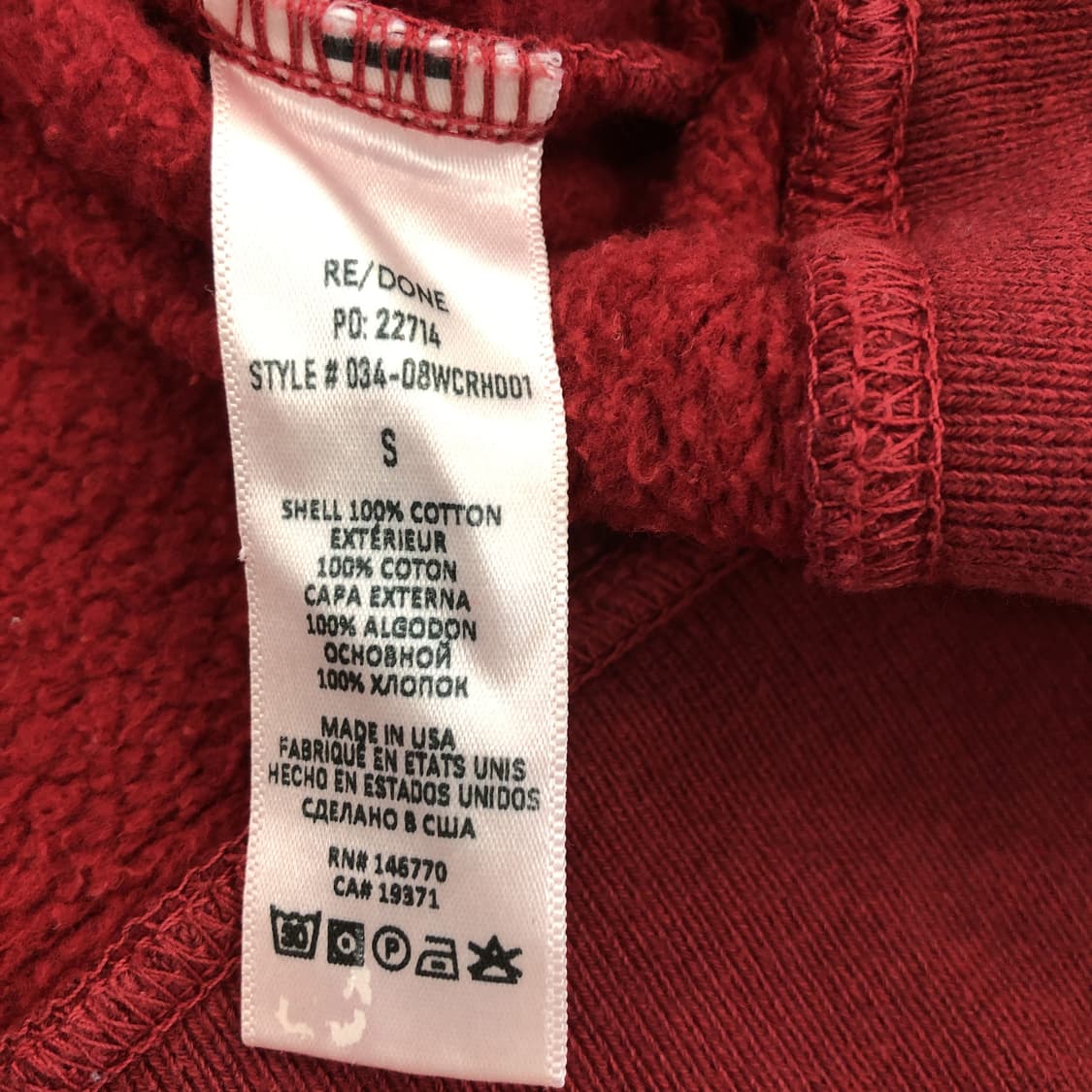 RE/DONE 리던 USA 크롭후드 S 상품이미지6