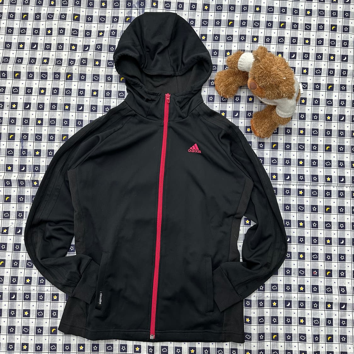 아디다스 JPN 핑크로고 블랙삼선 고프코어 러닝 블랙 후드져지 상품이미지1