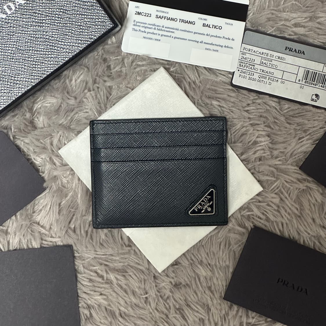 [풀구성] 프라다 사피아노 삼각로고 카드지갑 네이비 상품이미지1