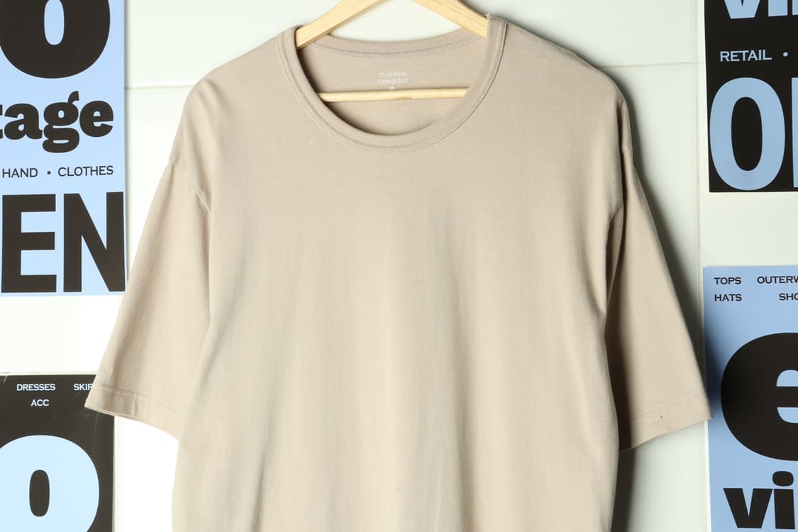 (XL-2XL) 무신사스탠다드 반팔 티셔츠 베이지 무지 박시-H31869 상품이미지3