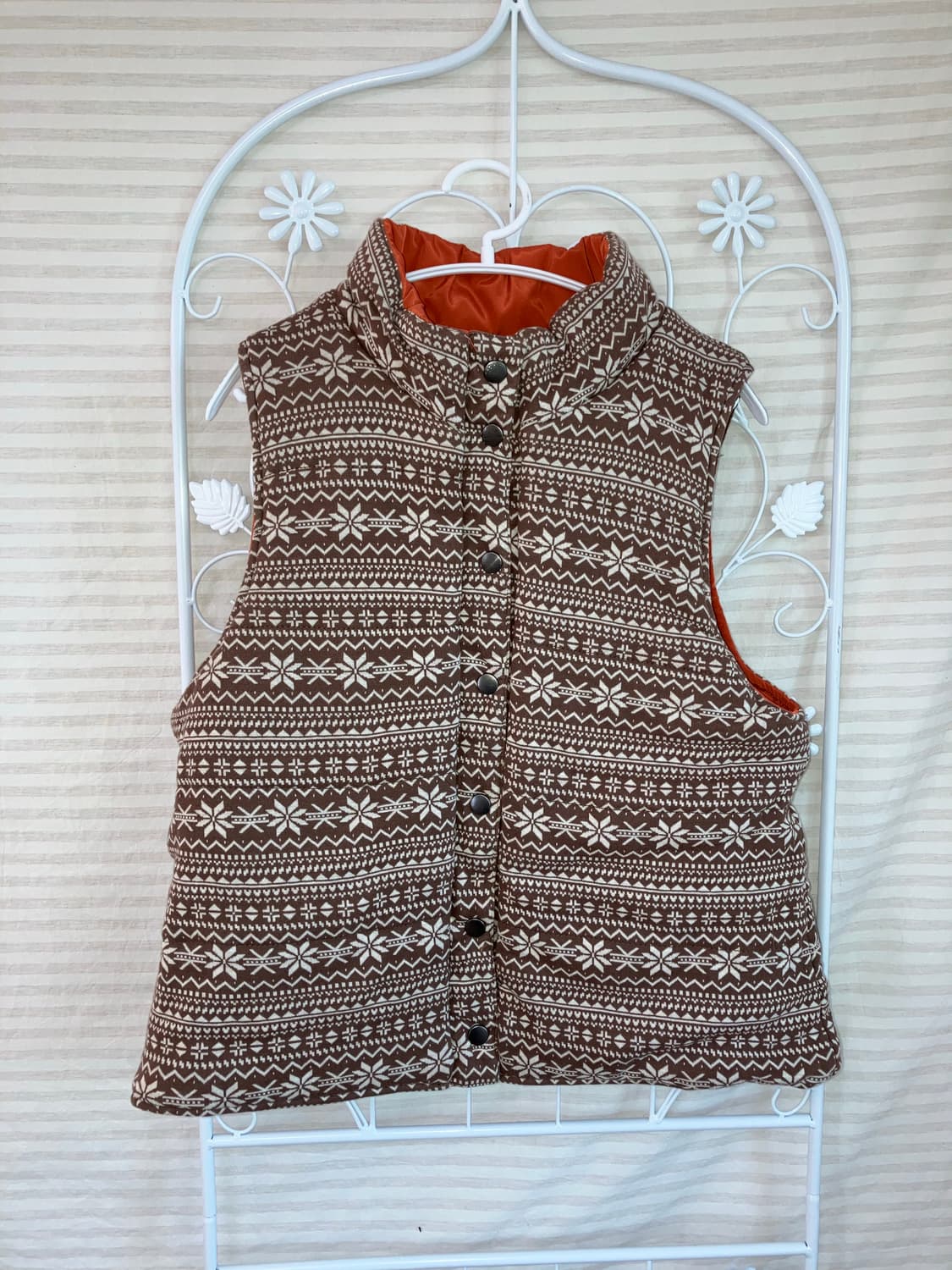 jpn vintage 브라운 노르딕 리버시블 패딩 조끼 y2k 스트릿 갸 상품이미지1