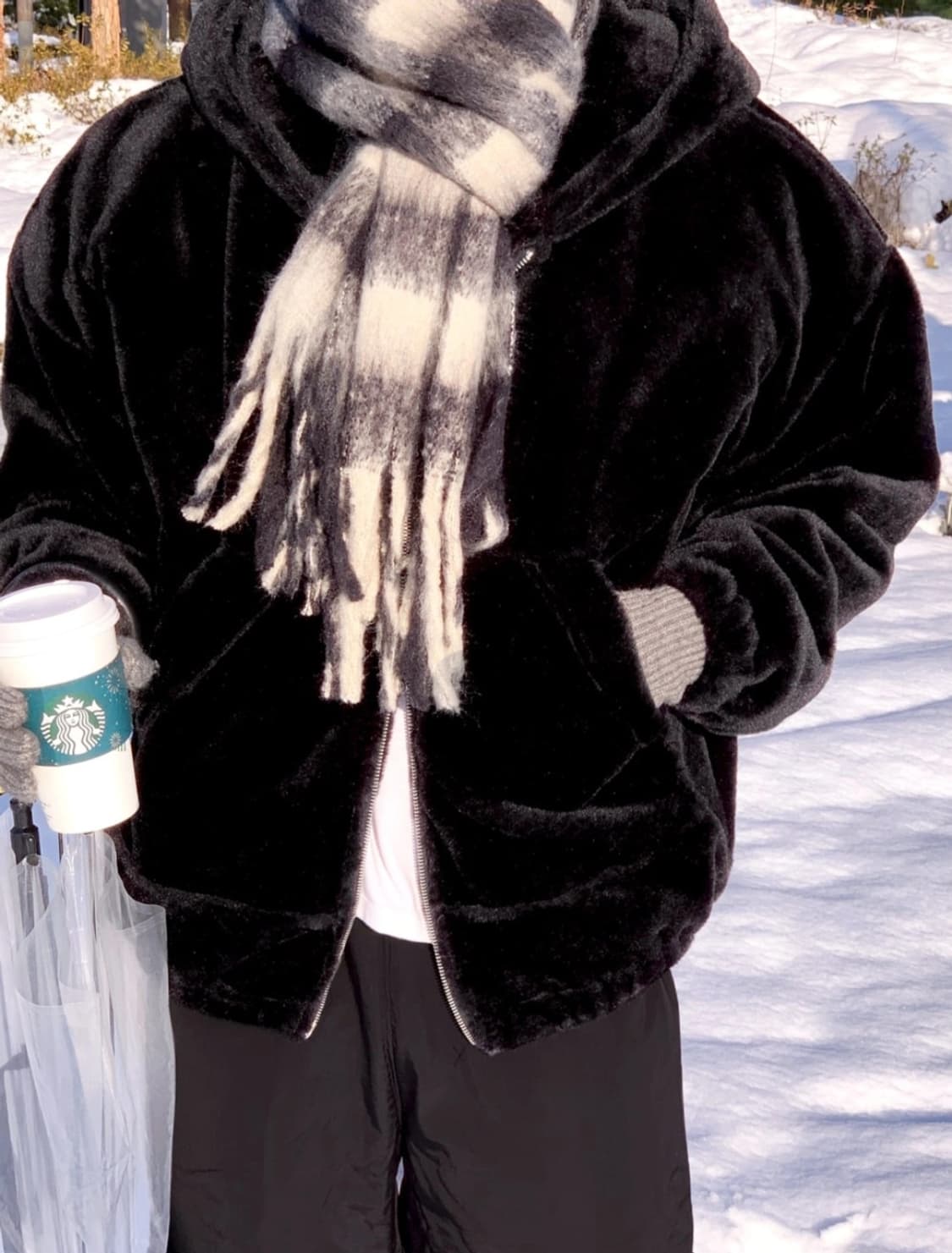 밍크 퍼 후드 집업 패딩 상품이미지3