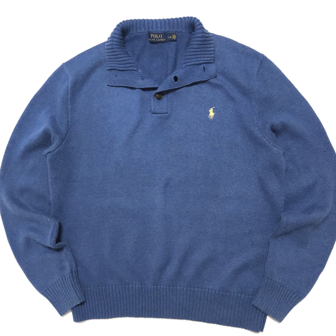 폴로 랄프로렌 버튼 모크넥 니트 스웨터 더스티블루 상품이미지2