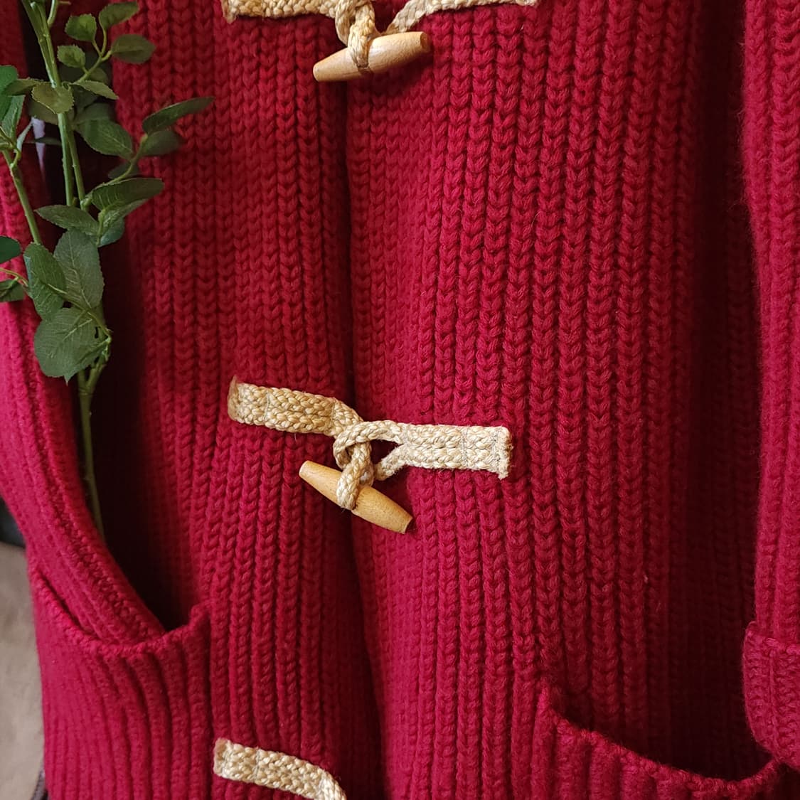 90s 폴로 랄프로렌 블러드 메리 핸드니트 울 더플 코트 M 상품이미지6