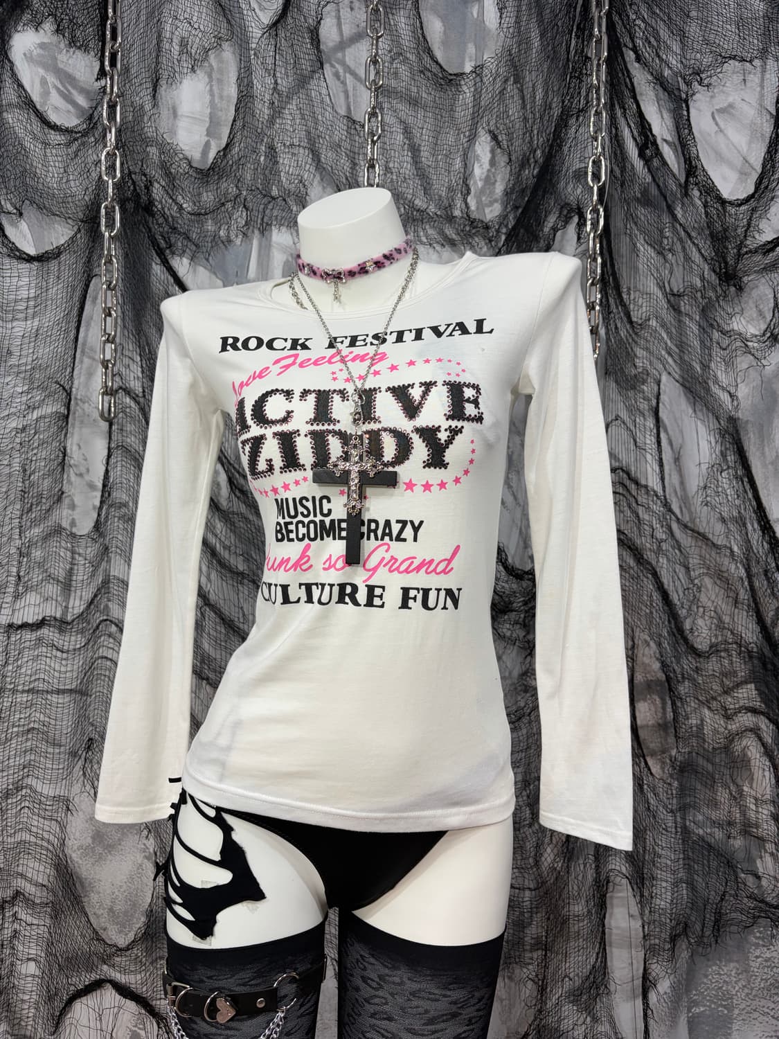 Y2k kitsch cubic lettering long sleeve 상품이미지4